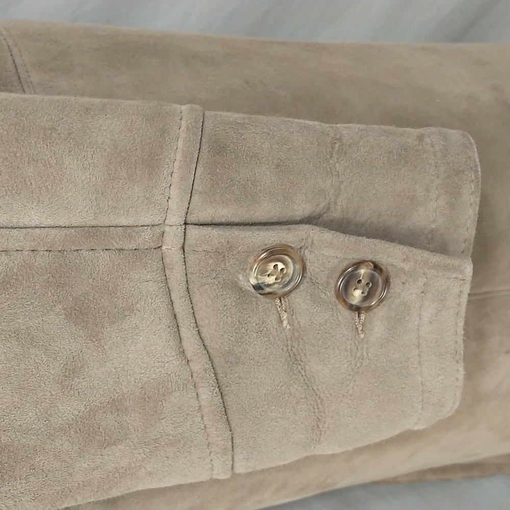 Vintage Shearling Coat USA Made Sawyer Napa Taupe Maxi Oversized Warm SeeMeasure - Picture 7 of 16